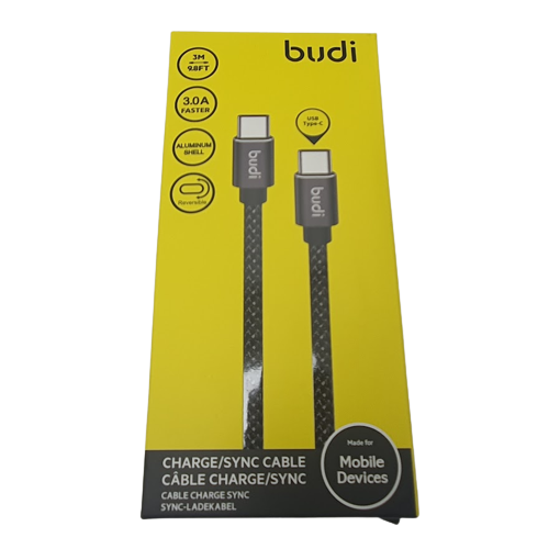 Budi 3m Braided USB-C to USB-C Cable (3.0 amp)