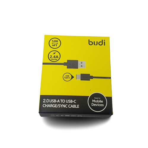 Budi 1.2m USB to USB-C Cable (2.4 amp)