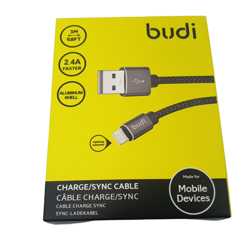 Budi 3m Braided USB to Lightning Cable (2.4 amp)