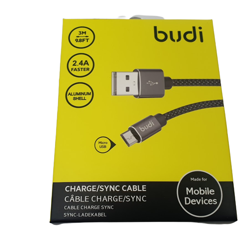 Budi 3m Braided USB to Micro-USB Cable (2.4 amp)