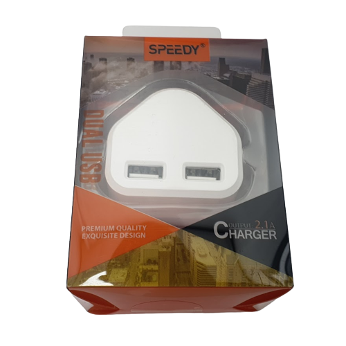 Speedy 10.5W Dual USB Wall Plug (UK Plug)